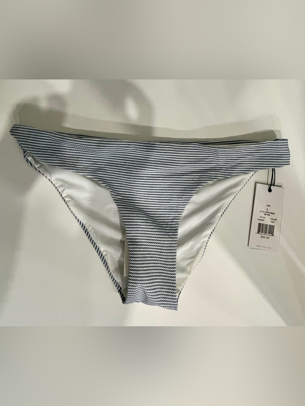 NWT Onia Lily Full Sporty Bikini B Grey Stripe, L